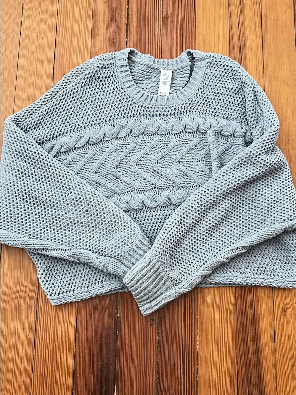 Garage Light Gray Cable Knit Sweater